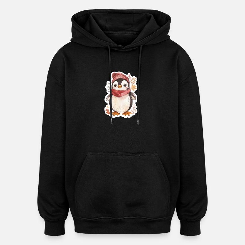 Pinguin - Oversized Unisex Hoodie - Schwarz