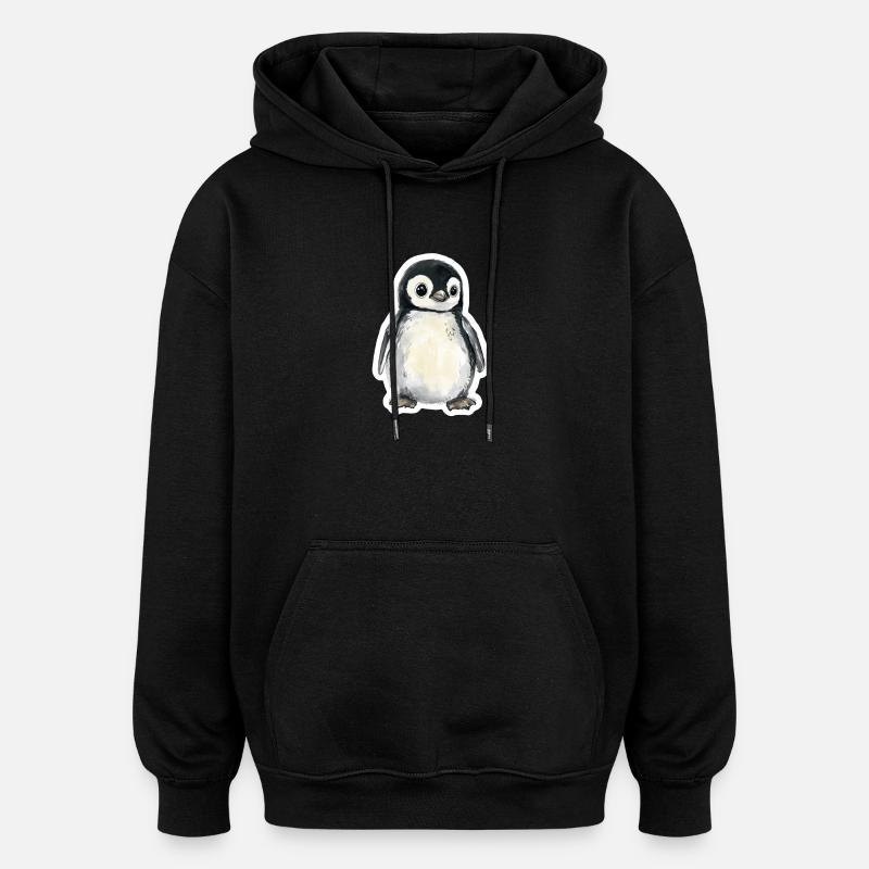 Pingouin - Sweat à capuche oversize unisexe - noir