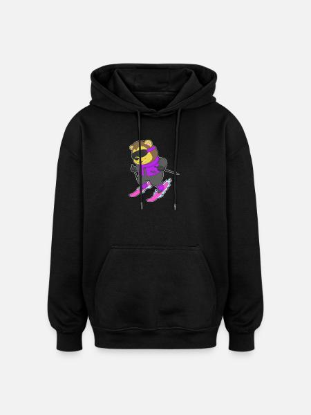 Löwe Skifahrer Ski Wintersport - Oversized Unisex Hoodie - Schwarz