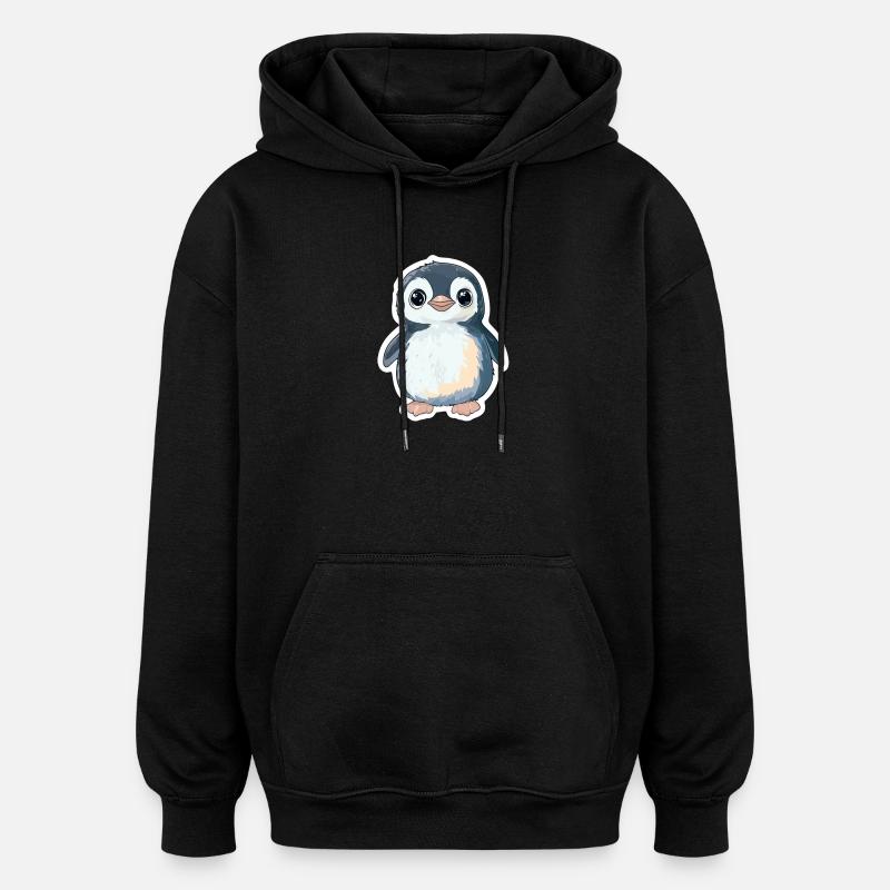 Pingouin - Sweat à capuche oversize unisexe - noir