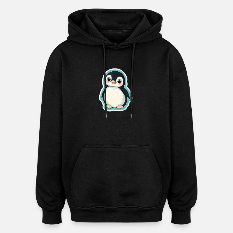 Pingouin - Sweat à capuche oversize unisexe - noir