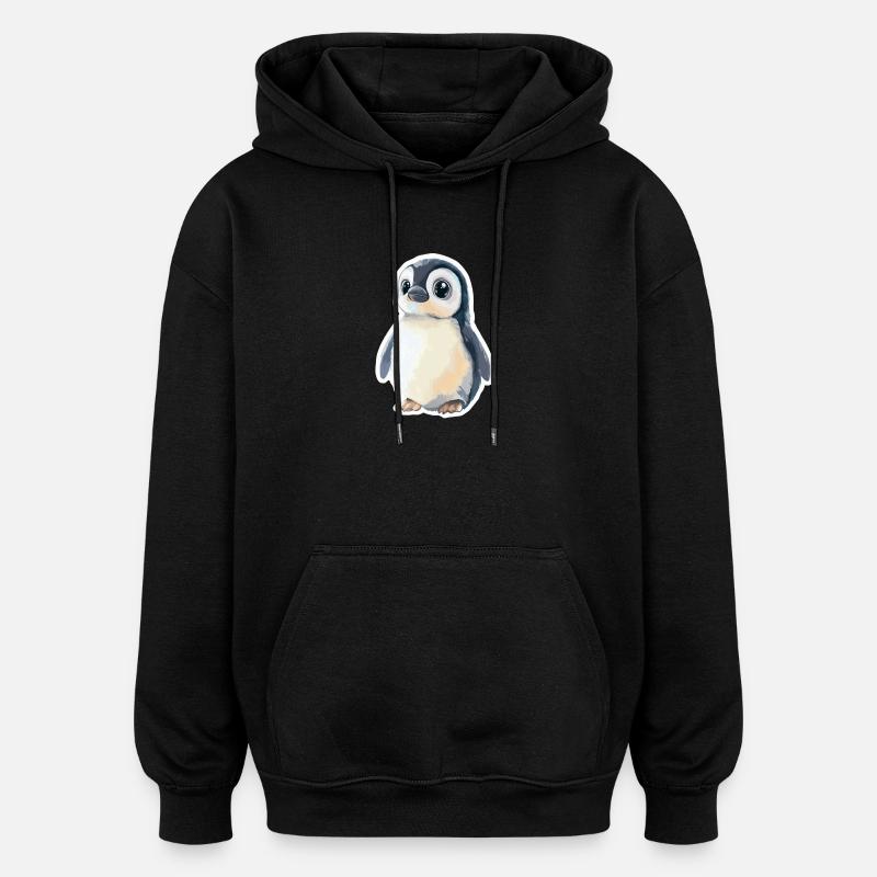 Pingouin - Sweat à capuche oversize unisexe - noir