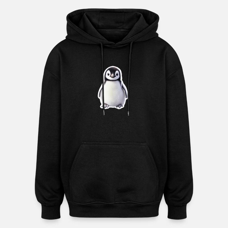 Pinguin - Oversized Unisex Hoodie - Schwarz