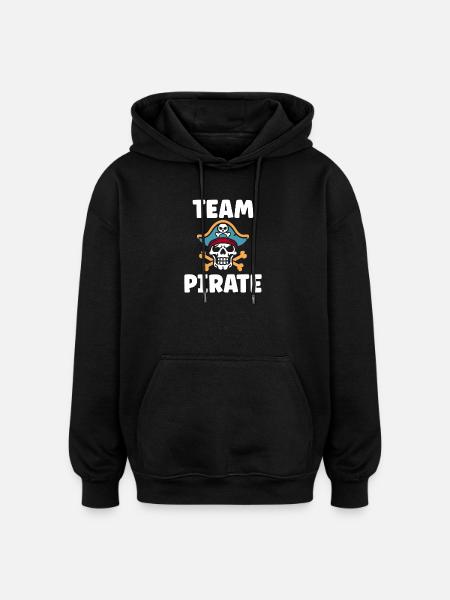 Pirate skull and TEAM PIRATE logo - Oversized Unisex Hoodie - black