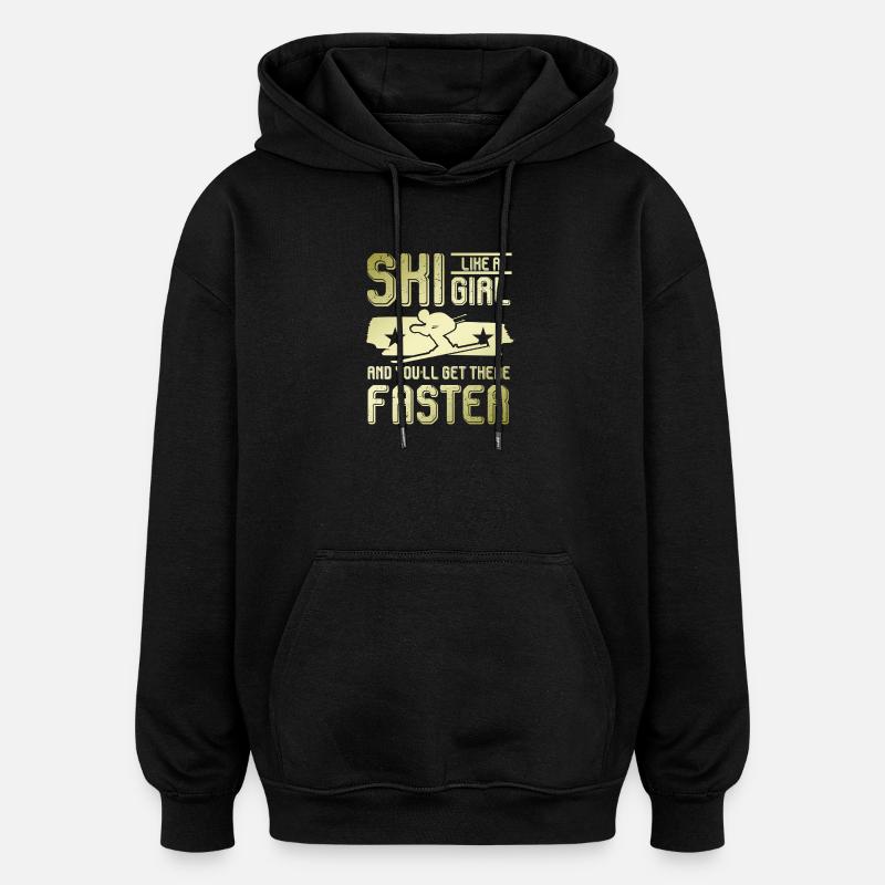 ski mädchen - Oversized Unisex Hoodie - Schwarz