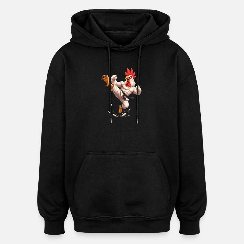 Kampf Hahn Karate  - Oversized Unisex Hoodie - Schwarz