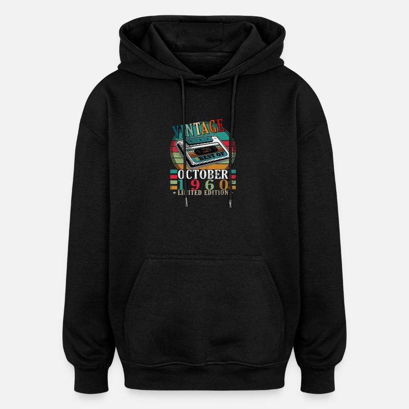Millésime Octobre 1960 - Octobre 1960 - Sweat à capuche oversize unisexe - noir