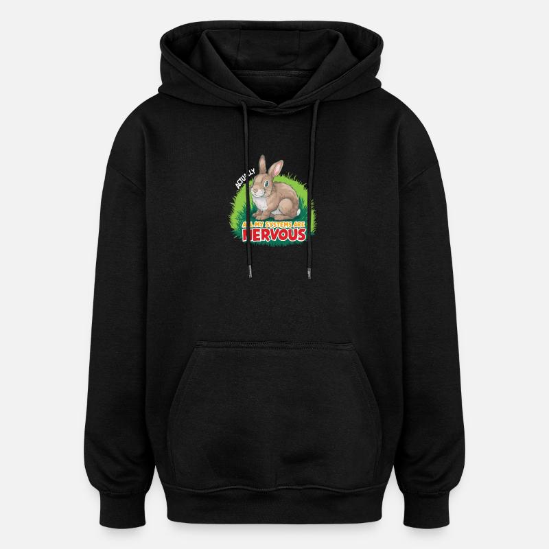 Nervous Rabbit: System Joke - Oversized Unisex Hoodie - black