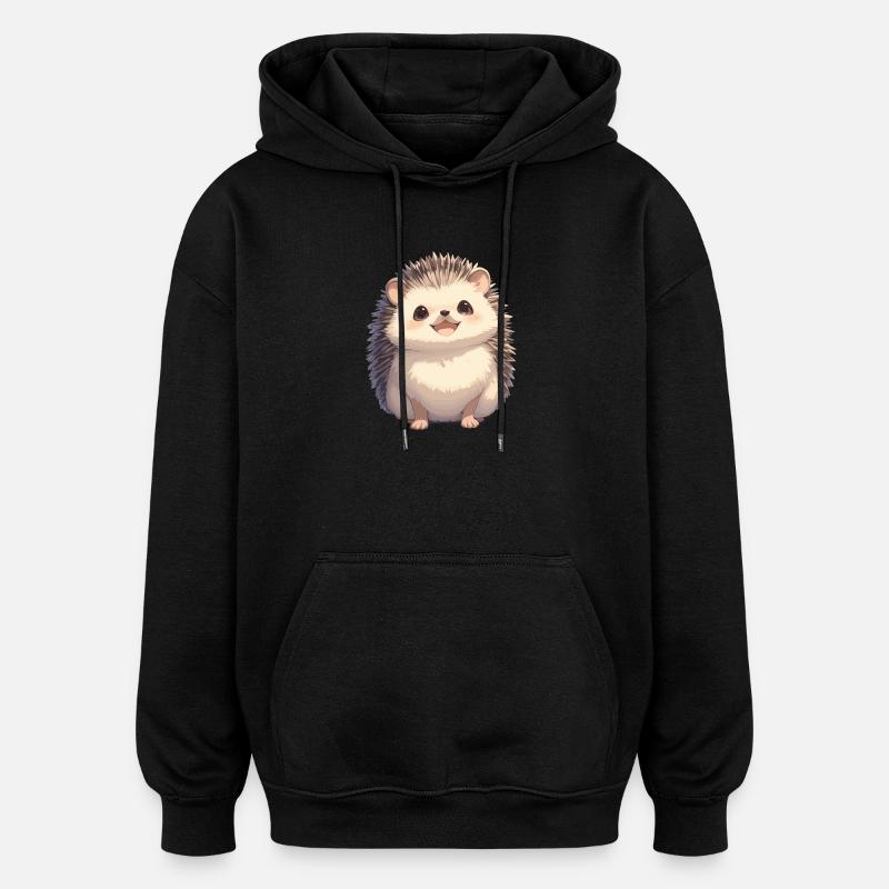 Hérisson - Sweat à capuche oversize unisexe - noir