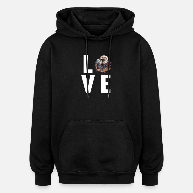 Adler - Oversized Unisex Hoodie - Schwarz