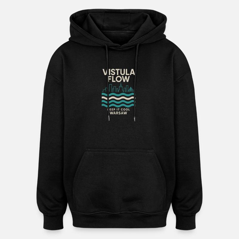 Vistule Flow Warsaw Skyline Design - Sweat à capuche oversize unisexe - noir