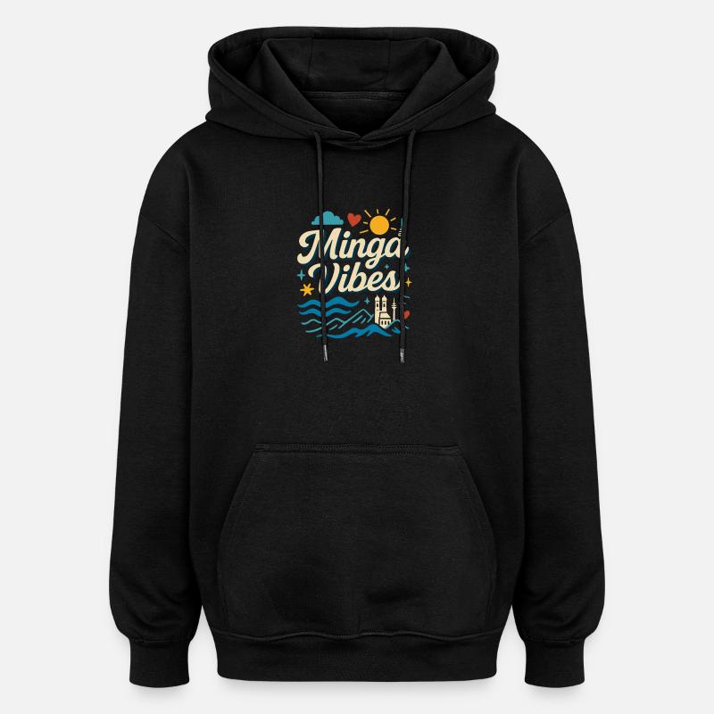 Minga Vibes Munich Skyline Design - Sweat à capuche oversize unisexe - noir