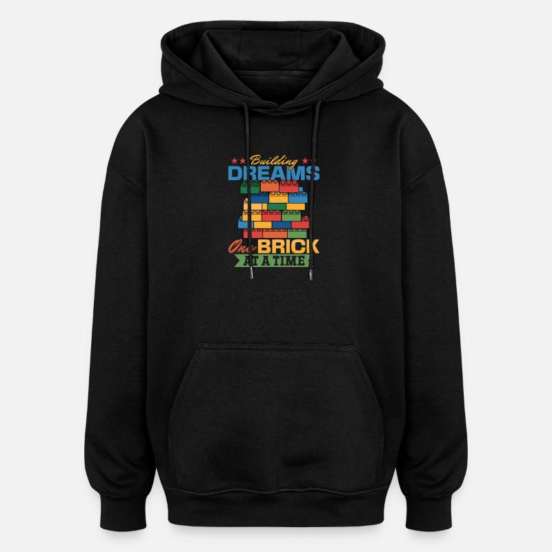 Blocs de construction Enfants Brick Builder - Sweat à capuche oversize unisexe - noir