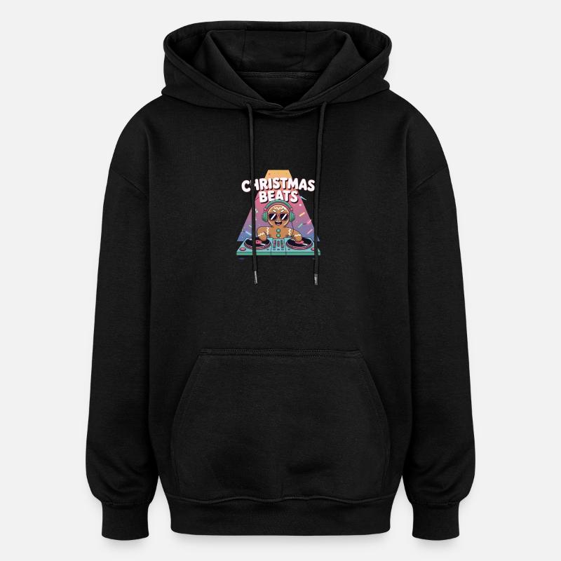 Christmas Beats DJ Gingerbread - Oversized Unisex Hoodie - black