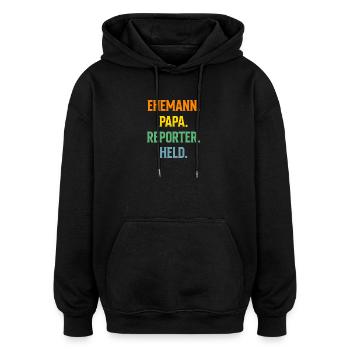 Investigativer Reporter Journalisten Ehemann Papa - Oversized Unisex Hoodie - Schwarz - Vorne - Noah (186cm)