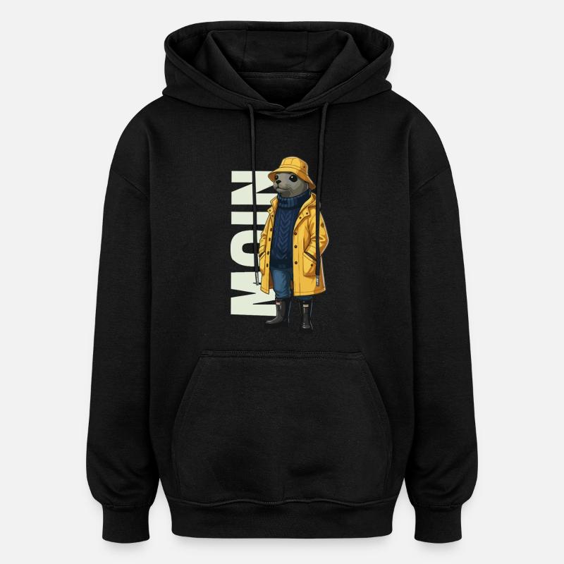 Seal Moin – Conception d’imperméable - Sweat à capuche oversize unisexe - noir