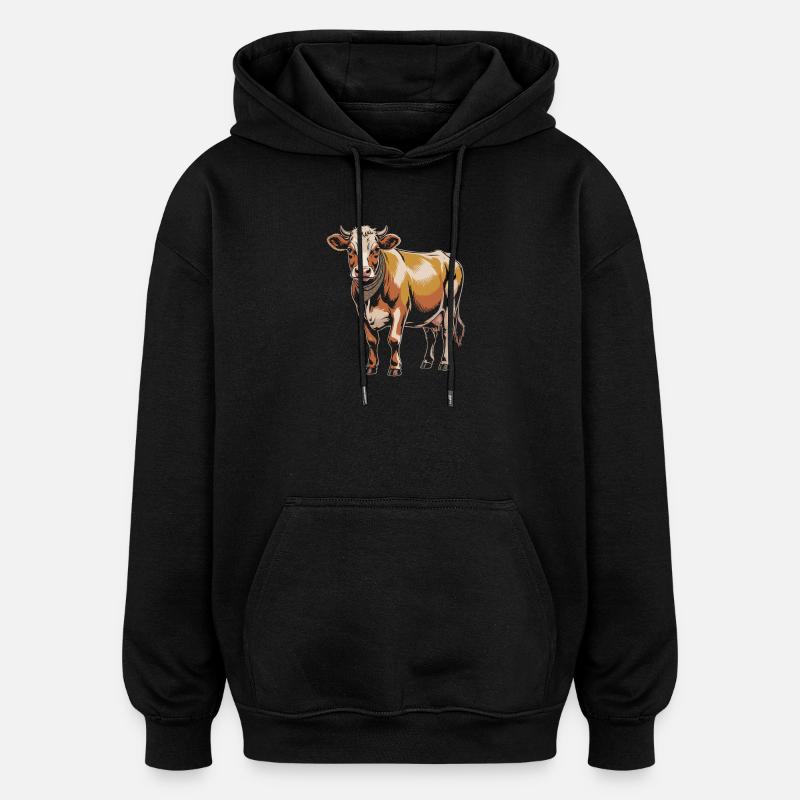 Vache Vaches - Sweat à capuche oversize unisexe - noir