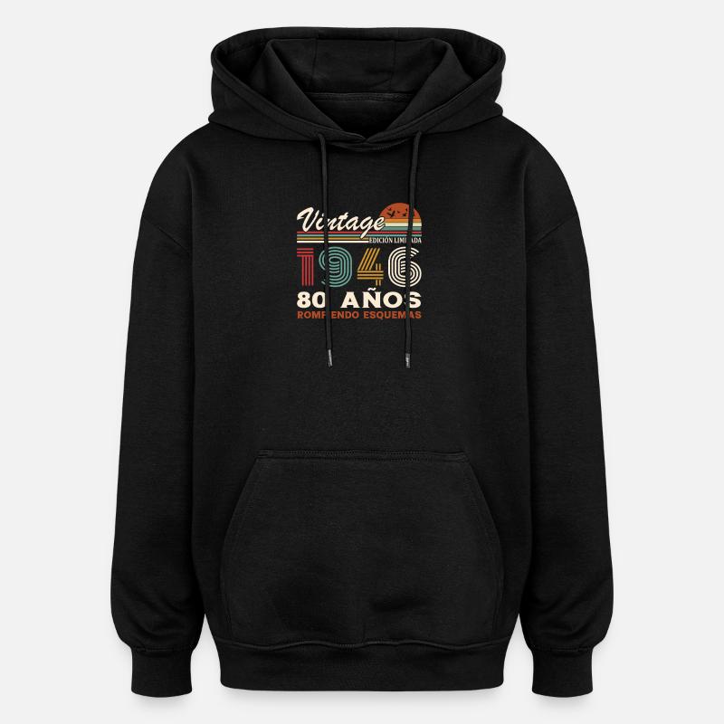 80ème Anniversaire 80 Ans Millésime 1946 - Sweat à capuche oversize unisexe - noir