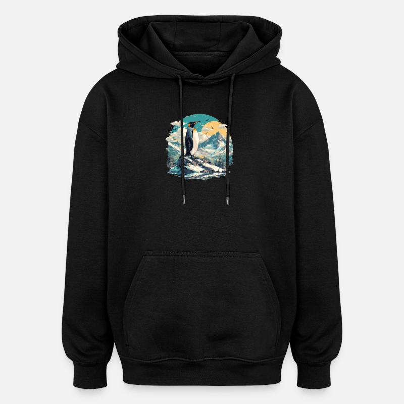 Pinguine Pinguin - Oversized Unisex Hoodie - Schwarz