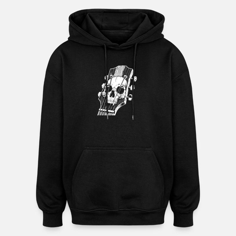Tête de guitare Skull Head - Sweat à capuche oversize unisexe - noir