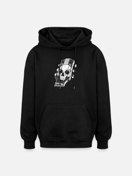 Skull on Guitar Headstock - Oversized Unisex Hoodie - black