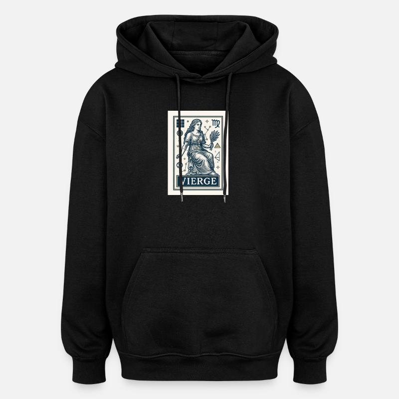Signe astrologique de la Vierge - Astrologie - Sweat à capuche oversize unisexe - noir