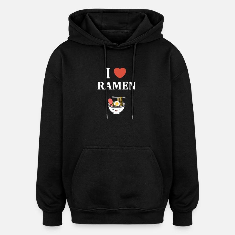 J aime le ramen - Sweat à capuche oversize unisexe - noir