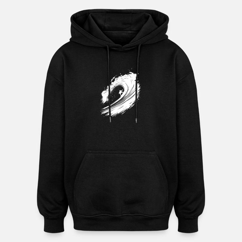 Surfeur Design Illustration - Sweat à capuche oversize unisexe - noir