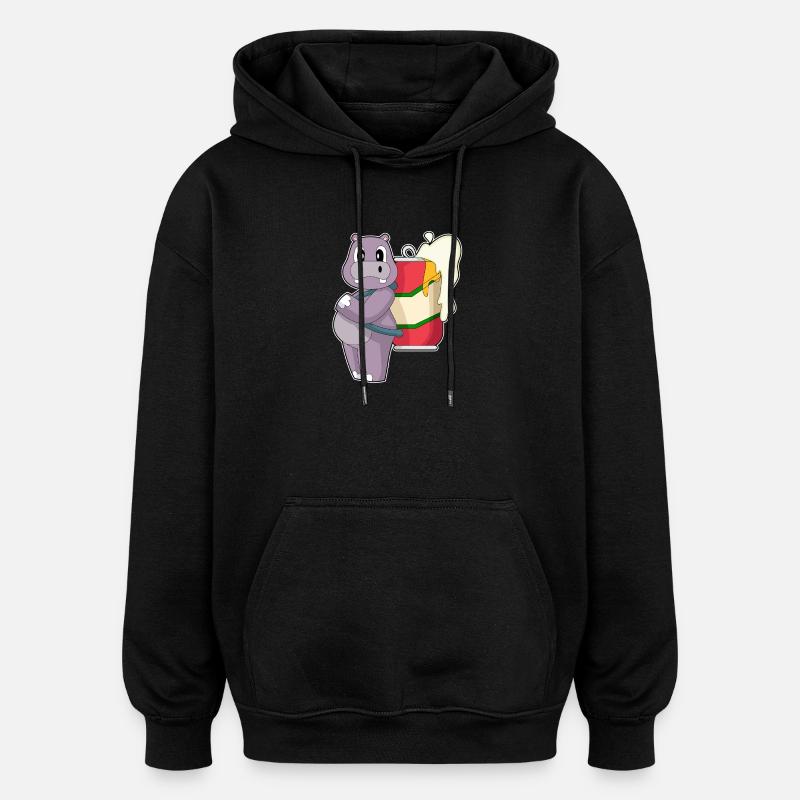 Nilpferd Bier - Oversized Unisex Hoodie - Schwarz