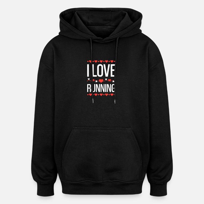 J’adore courir - Sweat à capuche oversize unisexe - noir