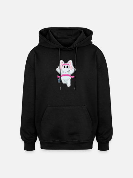 Elephant Jogger Jogging Sport - Oversized Unisex Hoodie - black