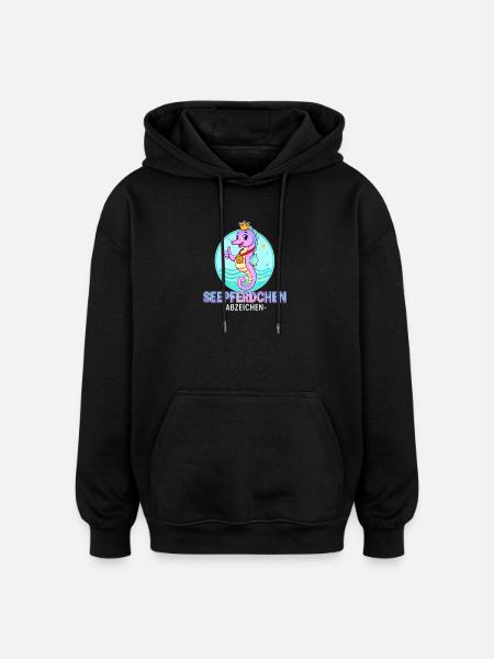 Seahorse Badge with Gradient - Oversized Unisex Hoodie - black
