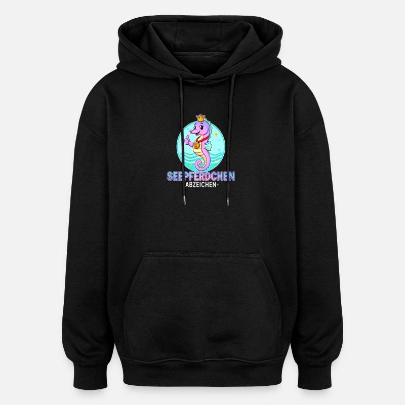 Écusson hippocampe avec dégradé - Sweat à capuche oversize unisexe - noir