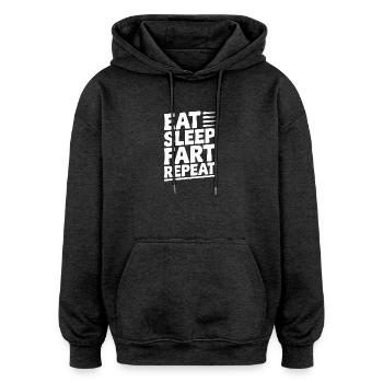 Essen Schlaffurz Wiederholen - Oversized Unisex Hoodie - Anthrazit - Vorne - Noah (186cm)