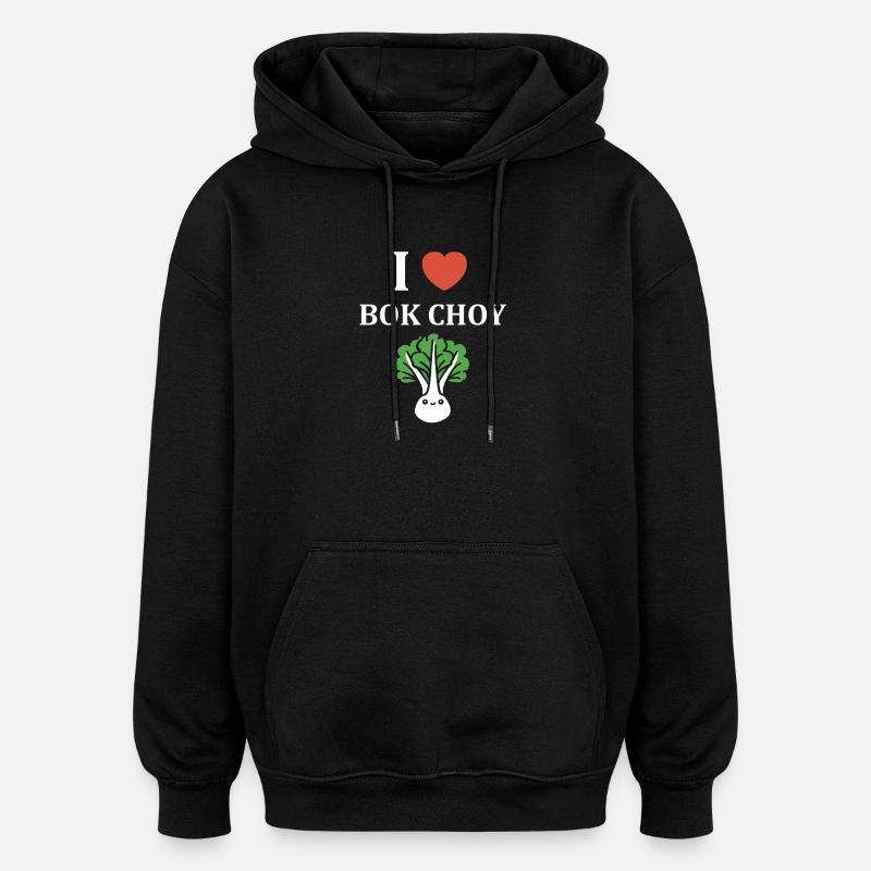 J'aime Bok Choy Tee Vert - Sweat à capuche oversize unisexe - noir