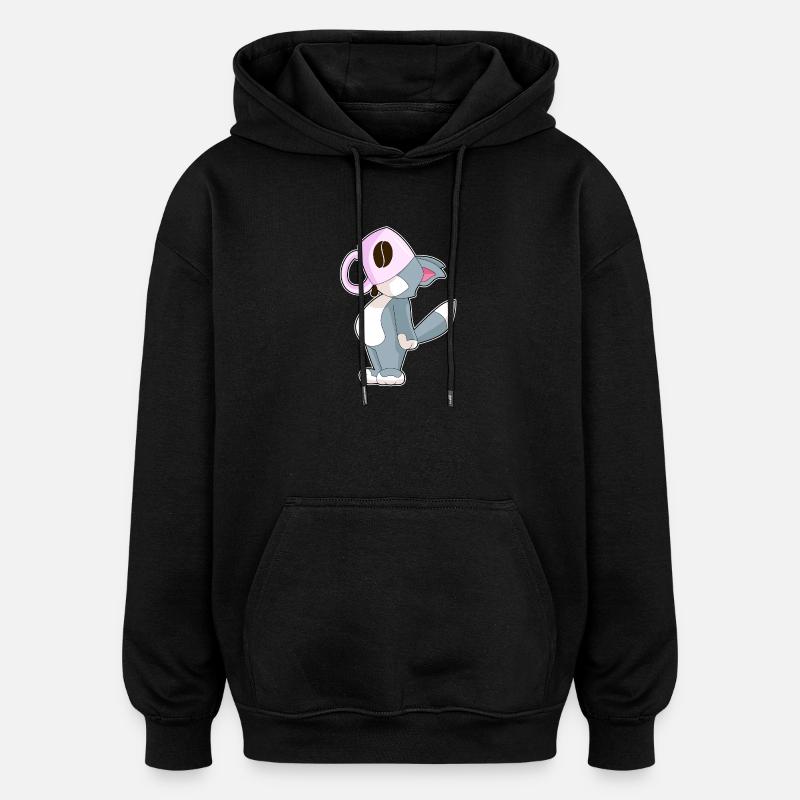 Tasse à café chat - Sweat à capuche oversize unisexe - noir