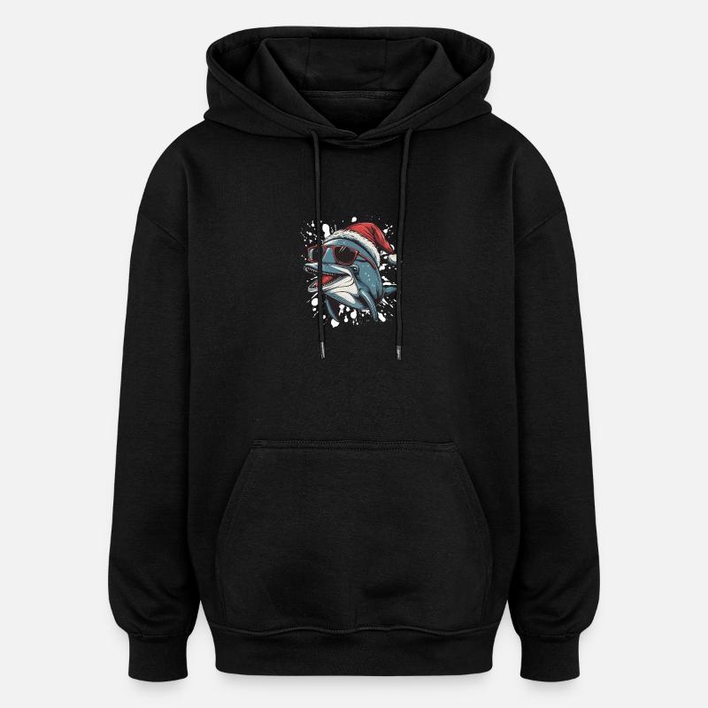 Dauphin Noël Drôle - Sweat à capuche oversize unisexe - noir