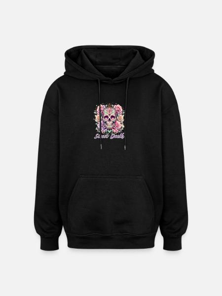 Fleurs Crâne Beauté Floraison - Sweat à capuche oversize unisexe - noir