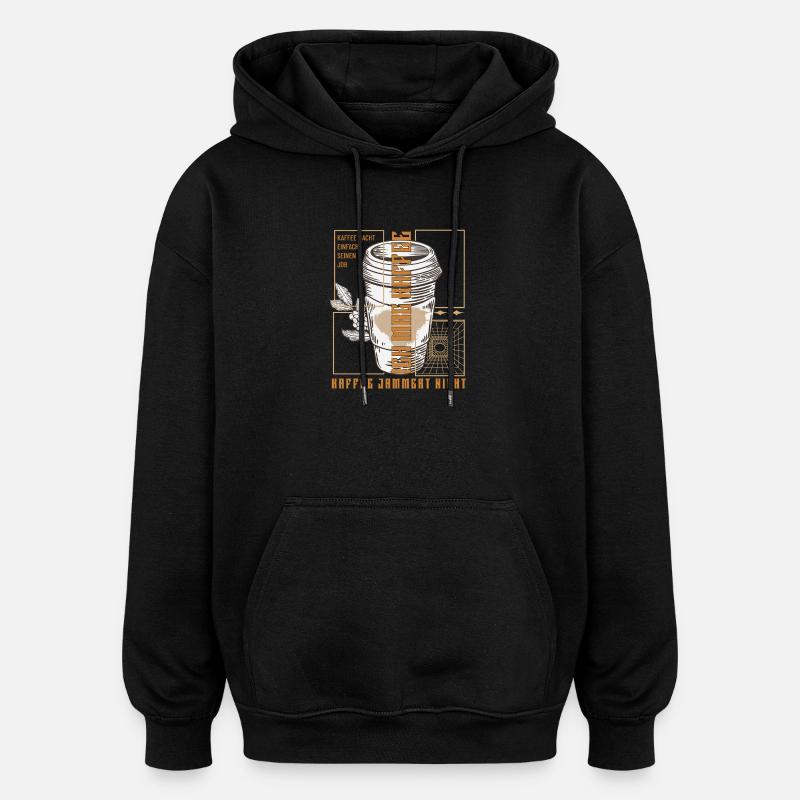 Coffee just does its job retro - Oversized Unisex Hoodie - black