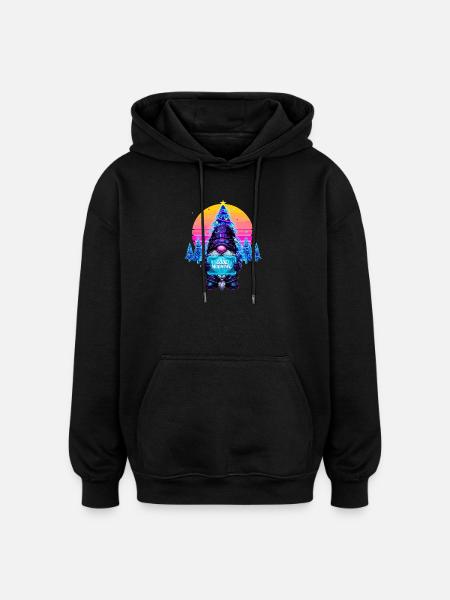 Cyberpunk Code Wichtel - Synthwave Xmas Nerd - Oversized Unisex Hoodie - Schwarz