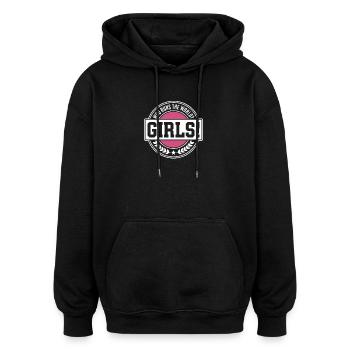 Les femmes : le pouvoir qui dirige le monde, les filles, les filles : la fille - Sweat à capuche oversize unisexe - noir - Devant - Noah (186cm)