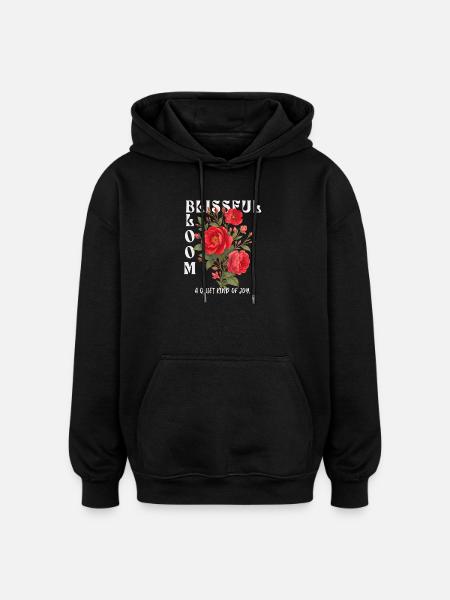 Blissful Bloom – Peace & Beauty Combined - Oversized Unisex Hoodie - black