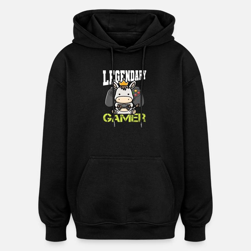 Âne Gamer - Sweat à capuche oversize unisexe - noir