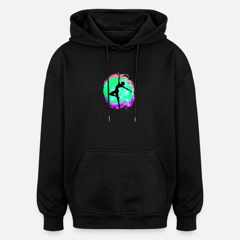 Dancer Silhouette Neon Splash - Oversized Unisex Hoodie - black
