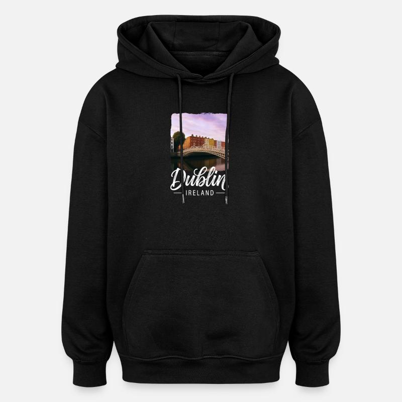 Dublin - Sweat à capuche oversize unisexe - noir