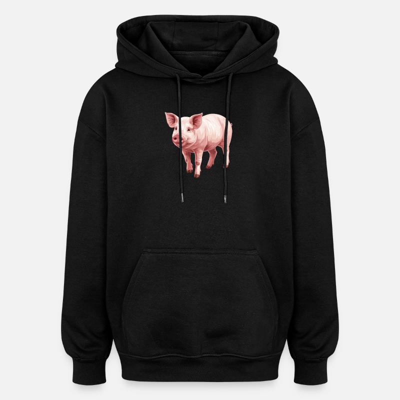 Cochon Cochon - Sweat à capuche oversize unisexe - noir