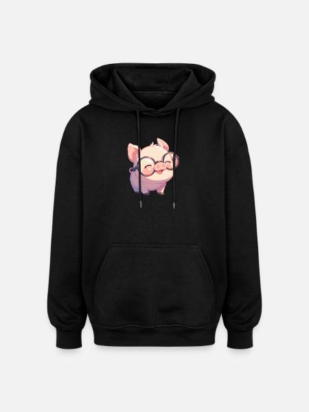 Cochon Cochon - Sweat à capuche oversize unisexe - noir