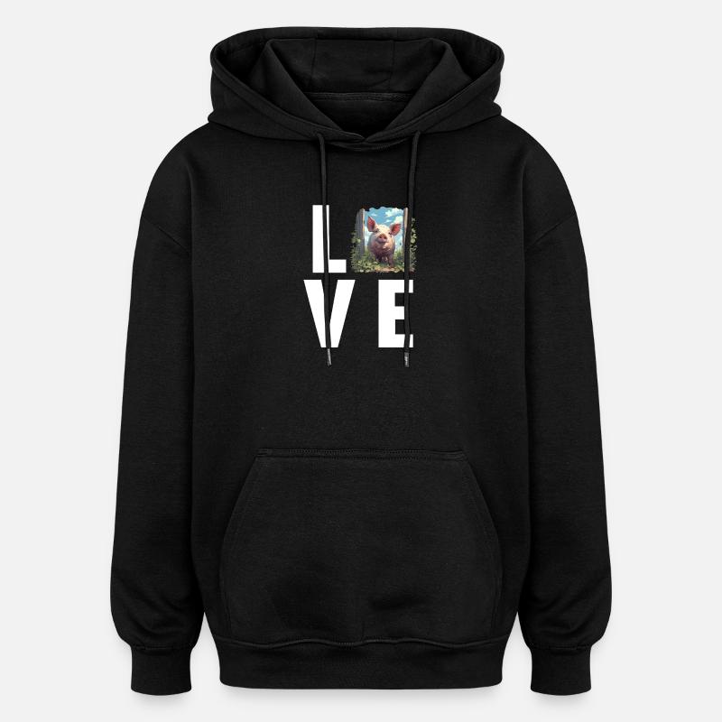 Pig Pig - Oversized Unisex Hoodie - black