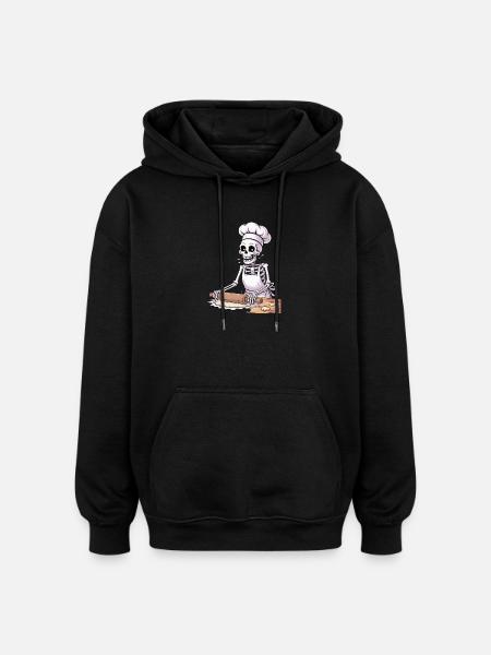 Skeleton Baker Funny Cooking Motif - Oversized Unisex Hoodie - black