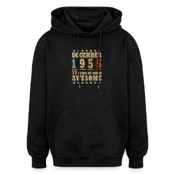 70th Anniversary Gift Born December - Oversized Unisex Hoodie - black - Front - Noah (186cm)